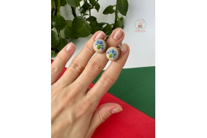 Сережки з вишивкою "Волошки" МС004